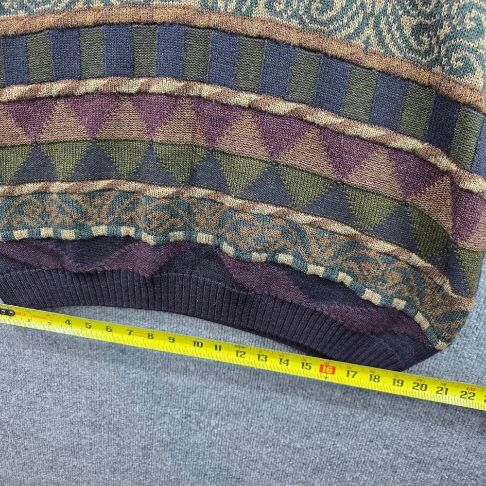Saxony Mens XXL Multicolor Geometric Textured Wool Blend Crewneck Sweater Canada